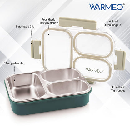Stainless Steel Leakproof Lunch Box with 3 Compartments